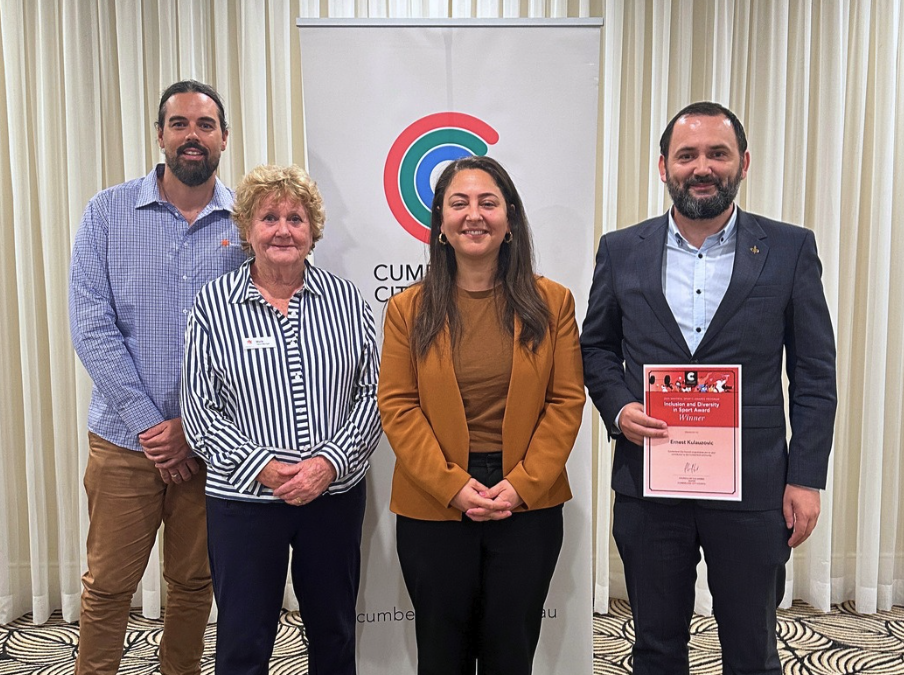 Pictured: Ben Dunley, Marie Brandis, Mayor Ola Hamed and Ernest Kulauzović.